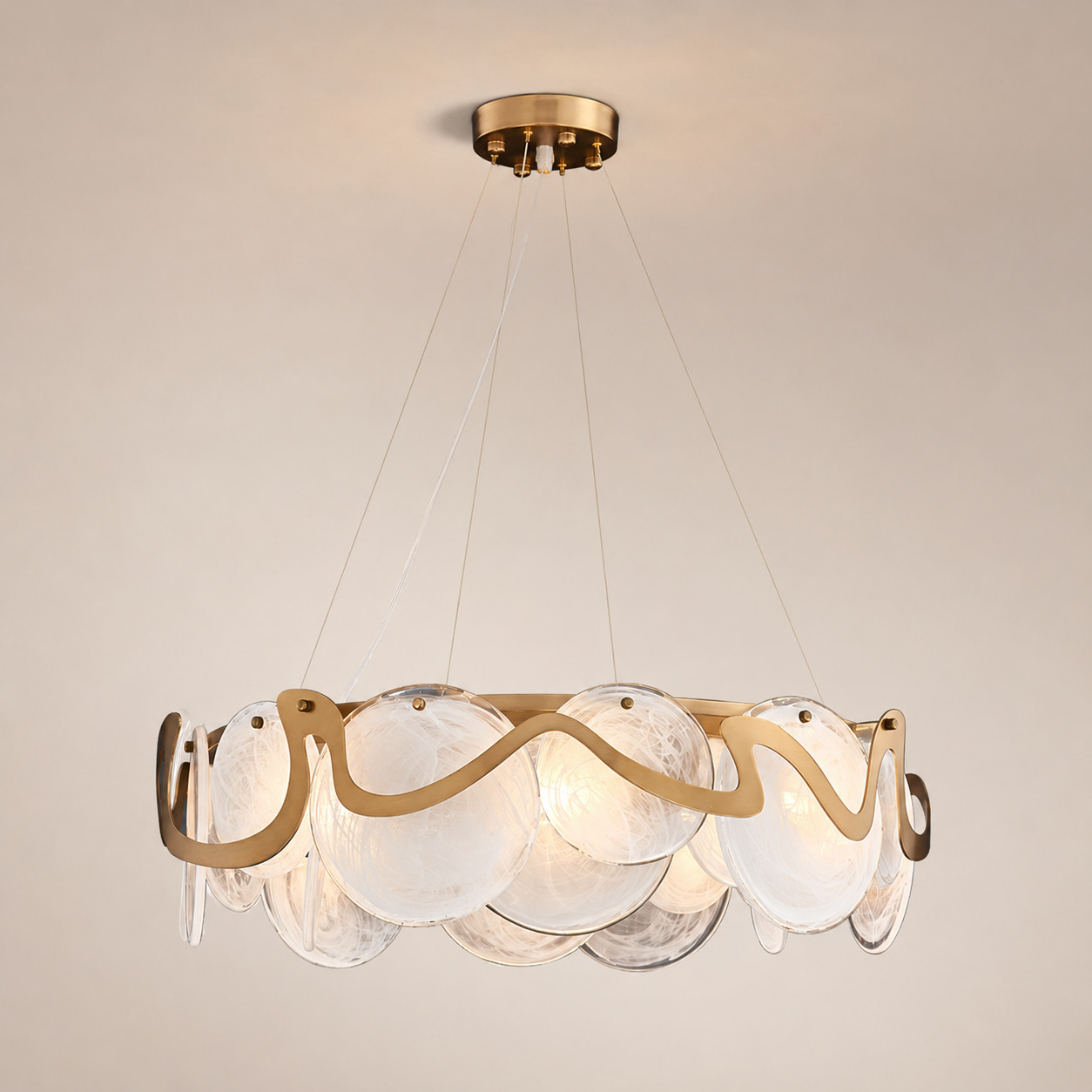 Golden Flow Disc Chandelier
