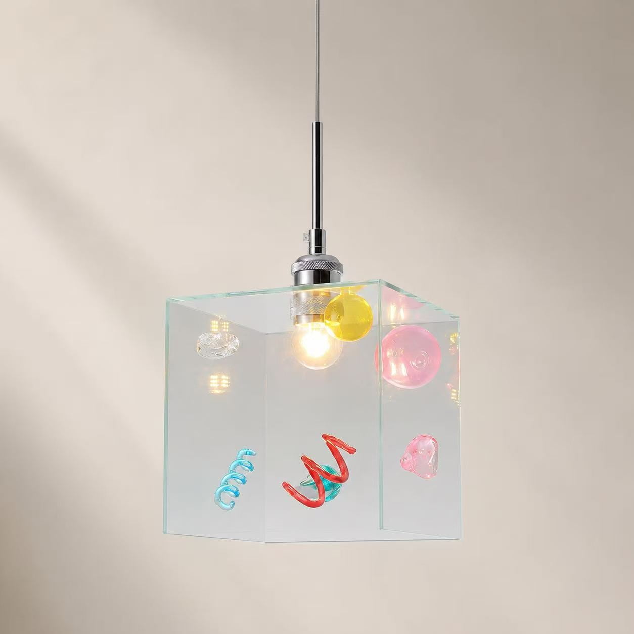 Color Glass Cube Pendant