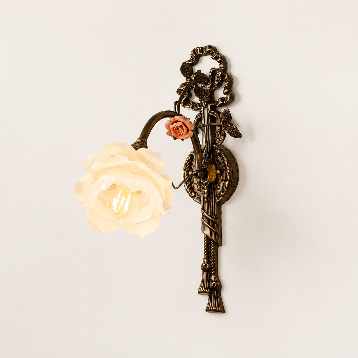 Vintage Carved Rose Wall Sconce