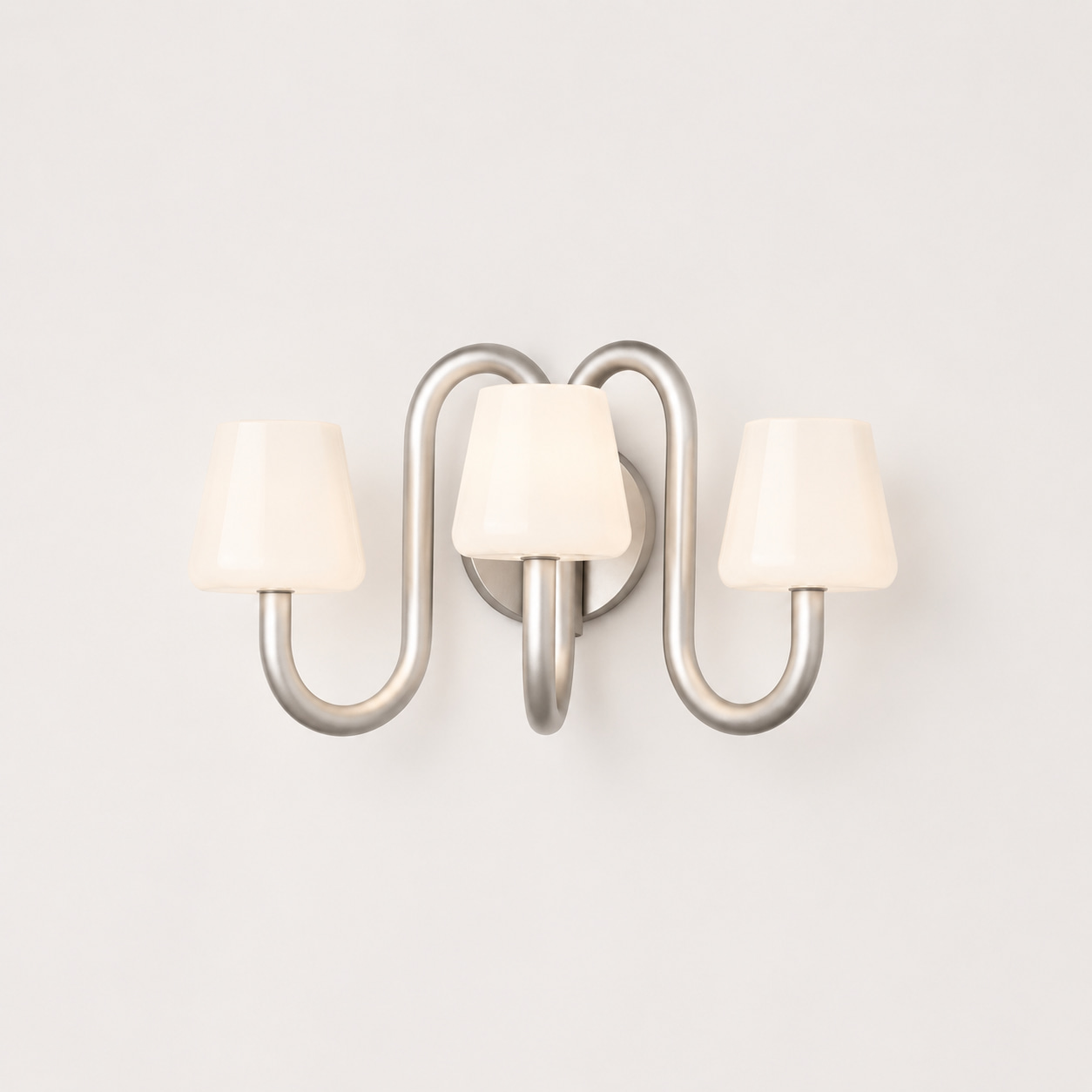 Three-Light Curved Metal Wall Sconce