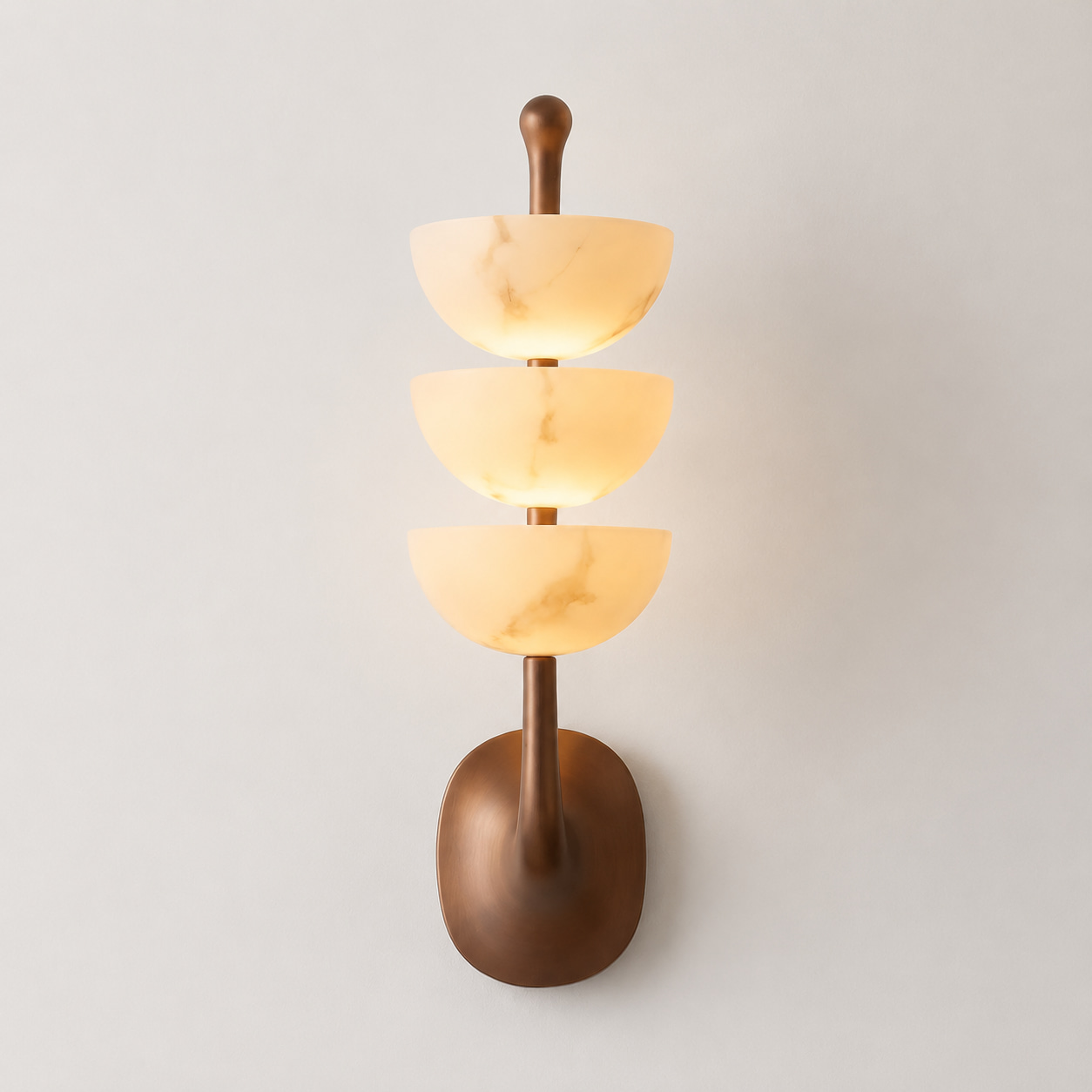 Three-tier Alabaster Brass Wall Sconce