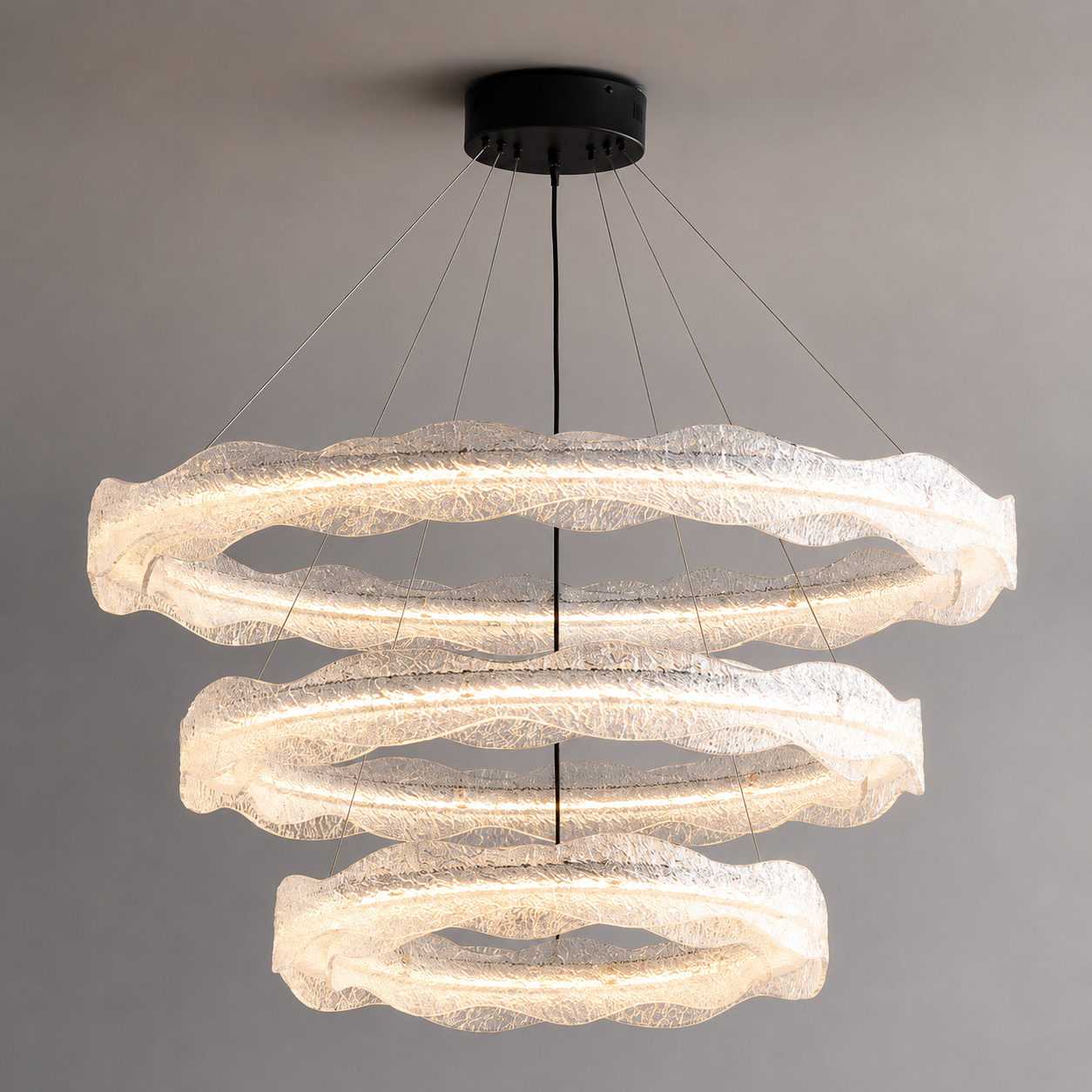 Three-Tier Wavy Texture Ring Chandelier