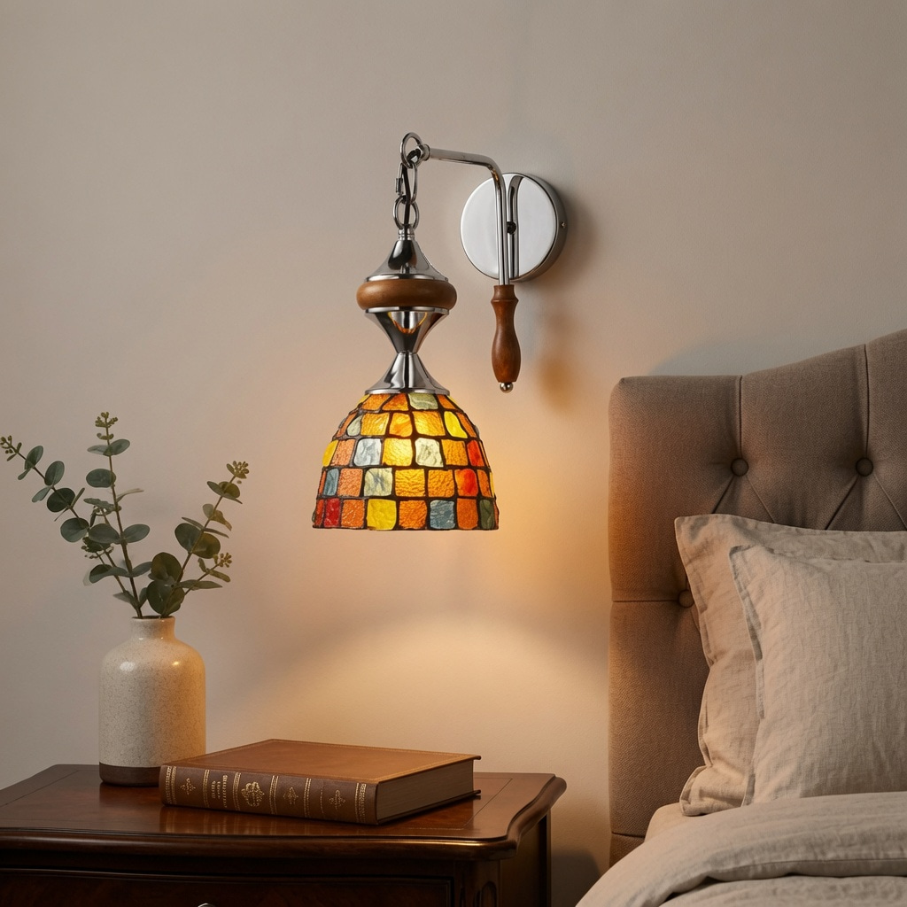 Tiffany Stained Glass Swing Arm Wall Sconce