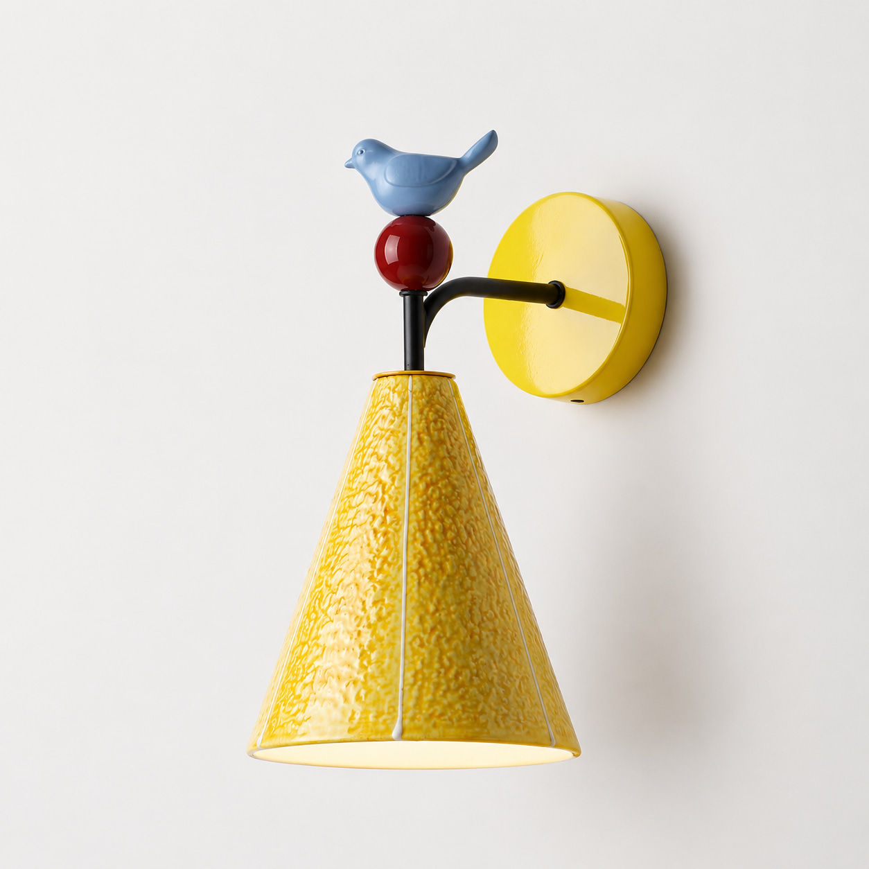 Playful Bird Conical Wall Sconce