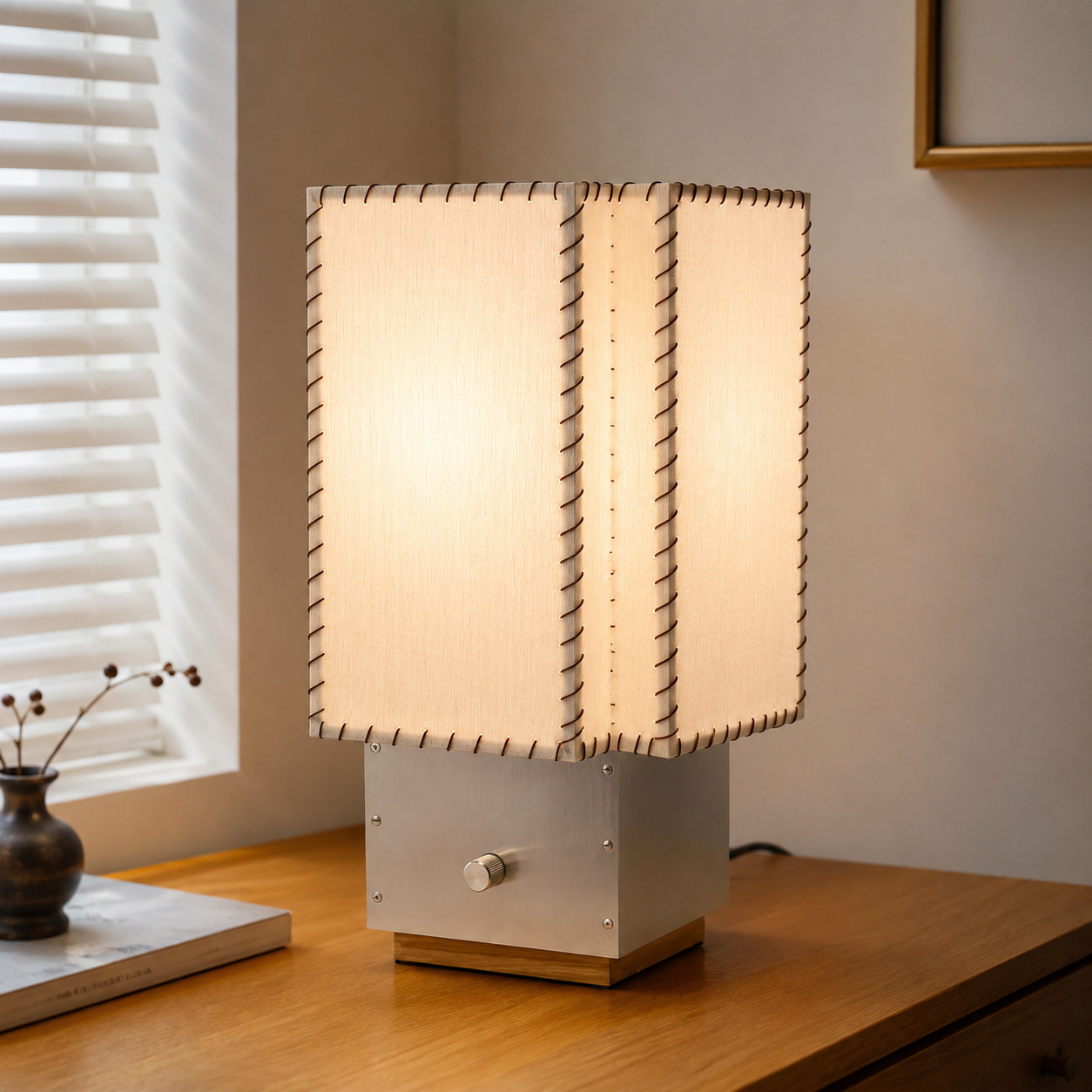 Stitched Fabric Square Table Lamp