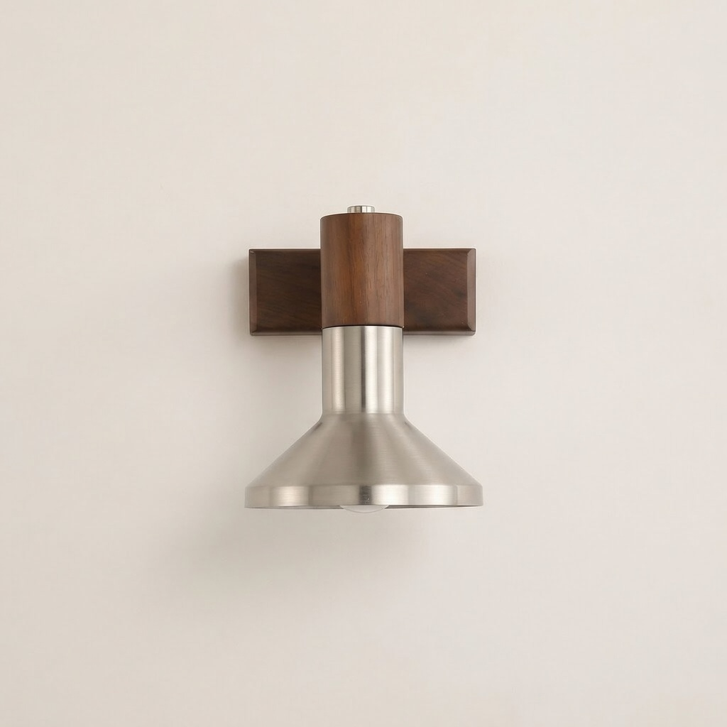 Walnut Metal Cylinder Wall Sconce