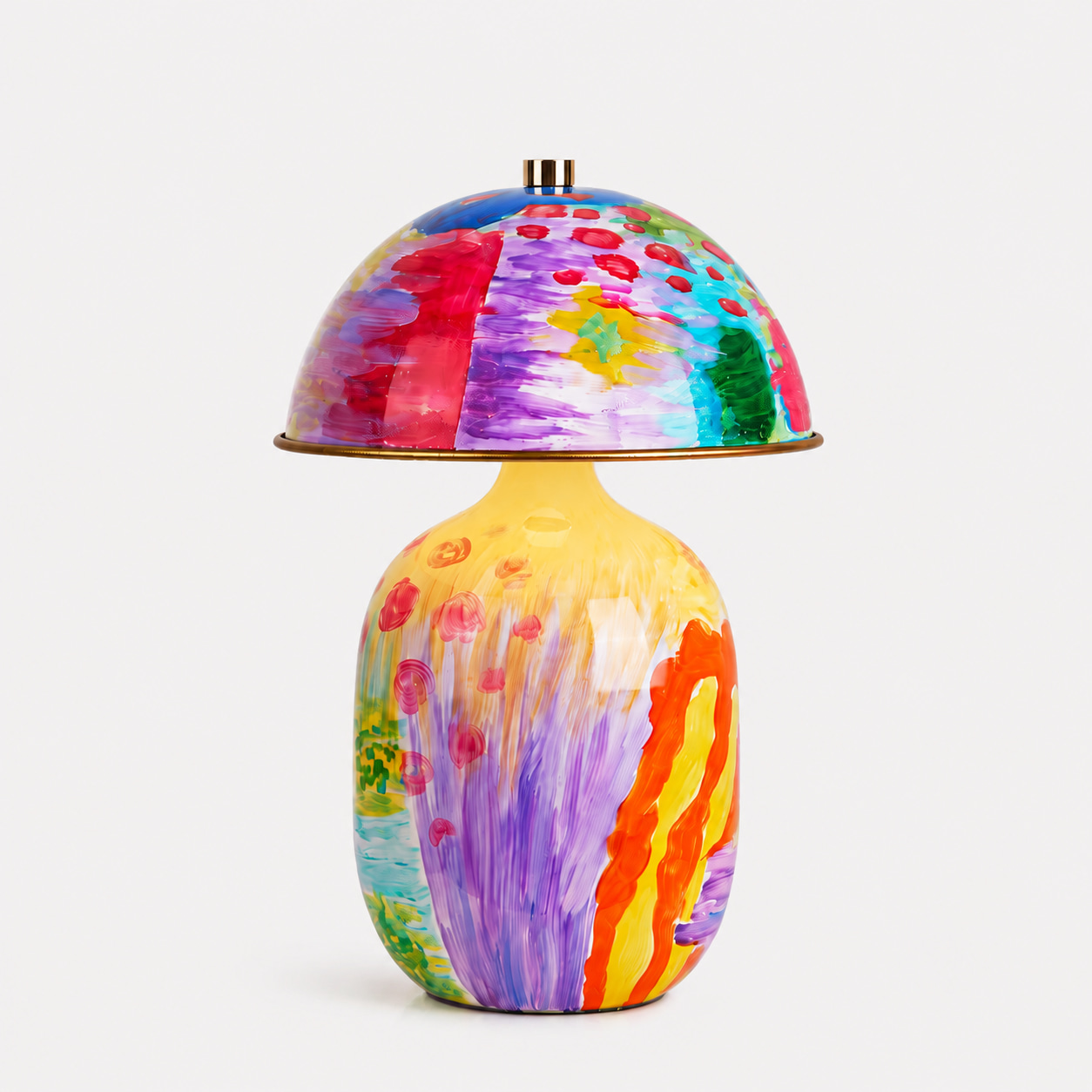 Hand-painted Glaze Mushroom Art Table Lamp