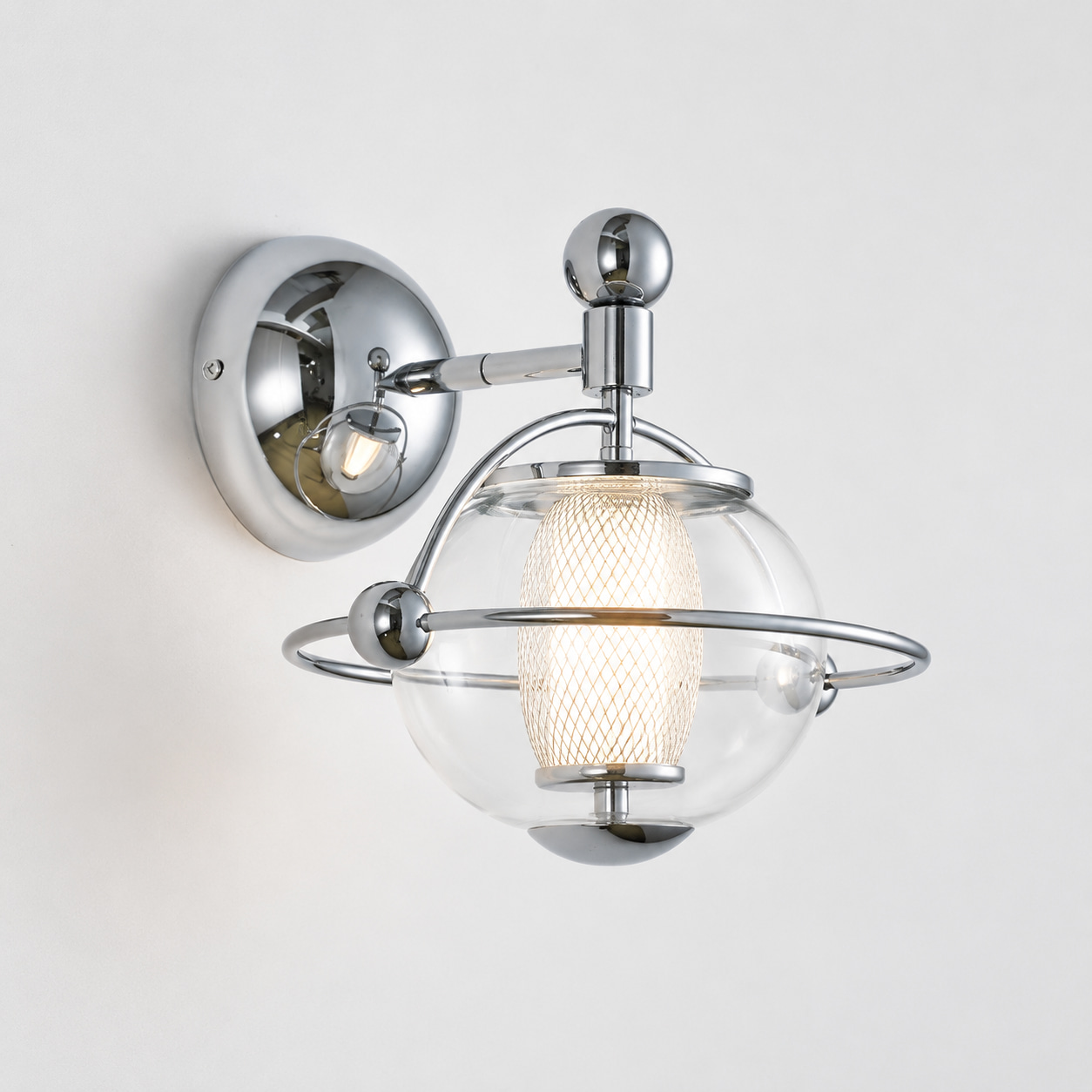 Chrome Planet Glass Wall Sconce