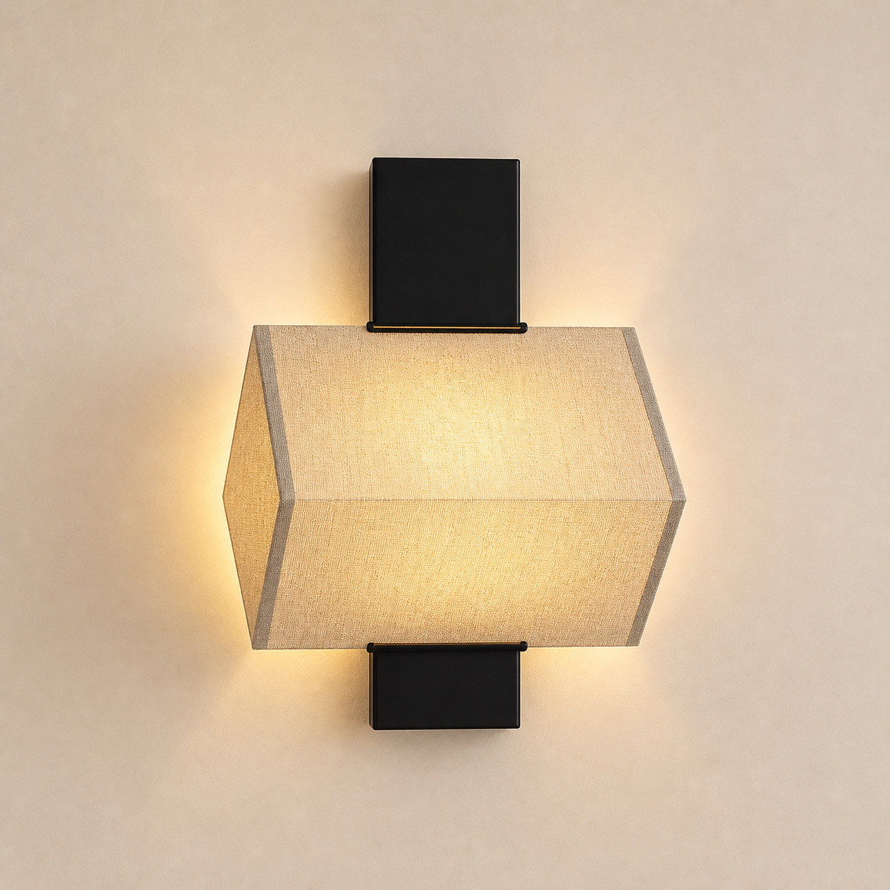 Black Bracket Diamond Fabric Wall Sconce