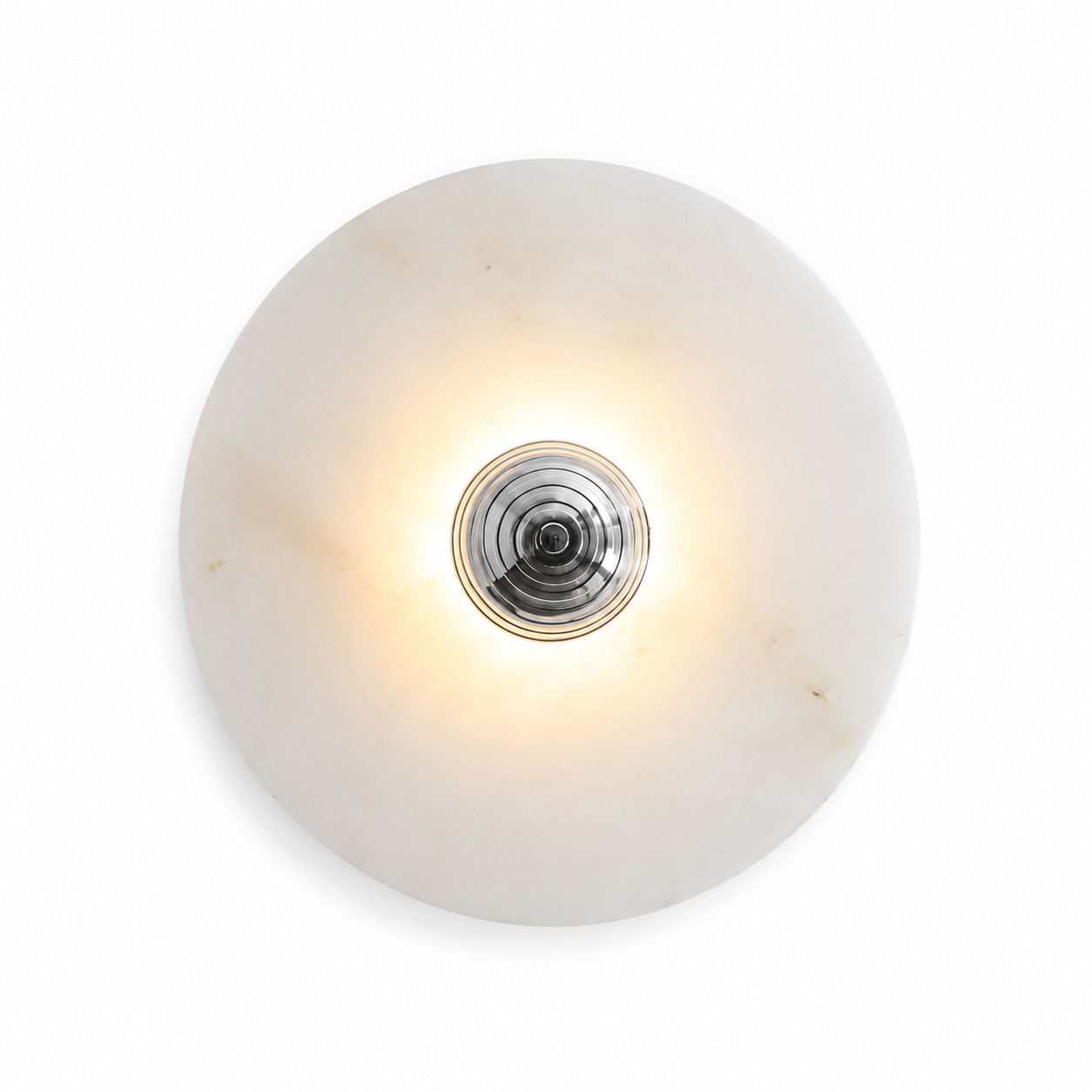 Round Alabaster Chrome Wall Sconce