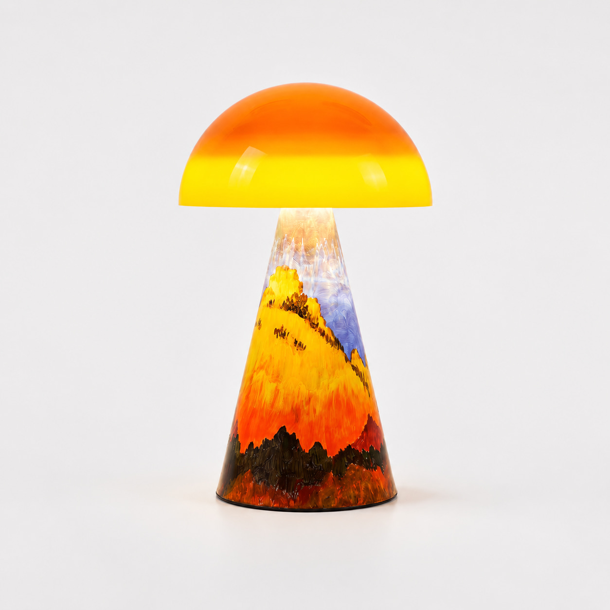 Sunset Landscape Mushroom Art Table Lamp