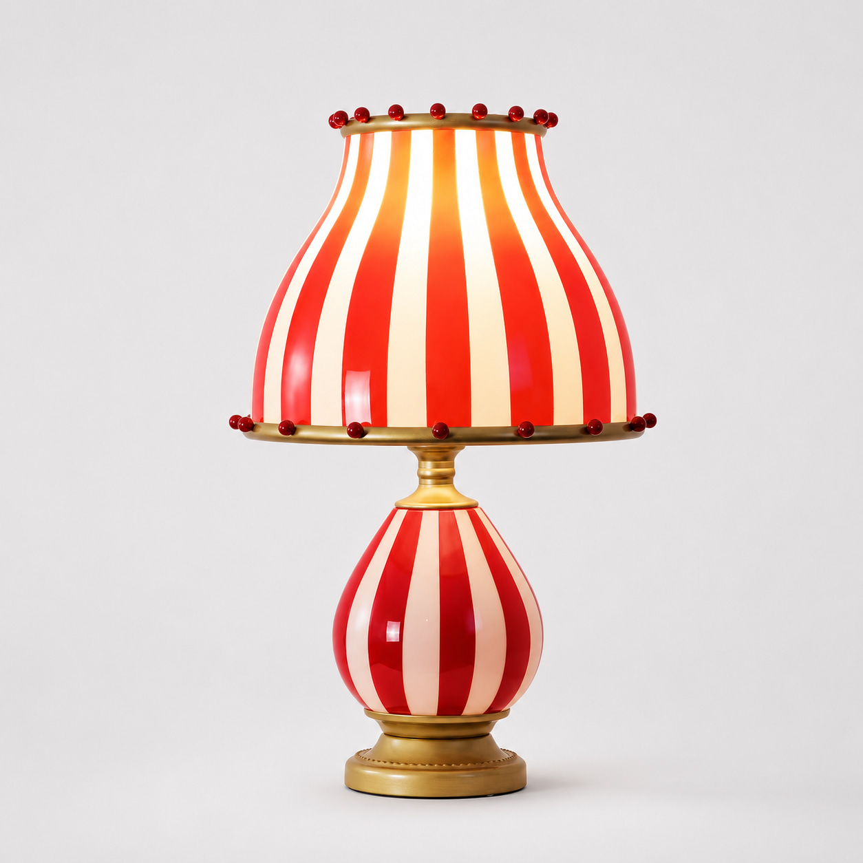 Red White Stripe Retro Table Lamp