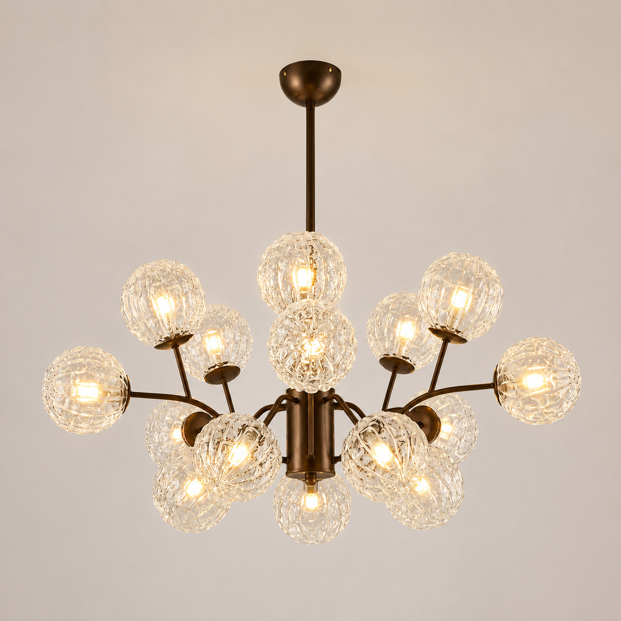 Bronze Glass Globe Chandelier
