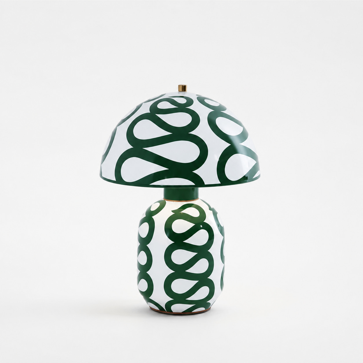 Green Pattern Ceramic Mushroom Table Lamp
