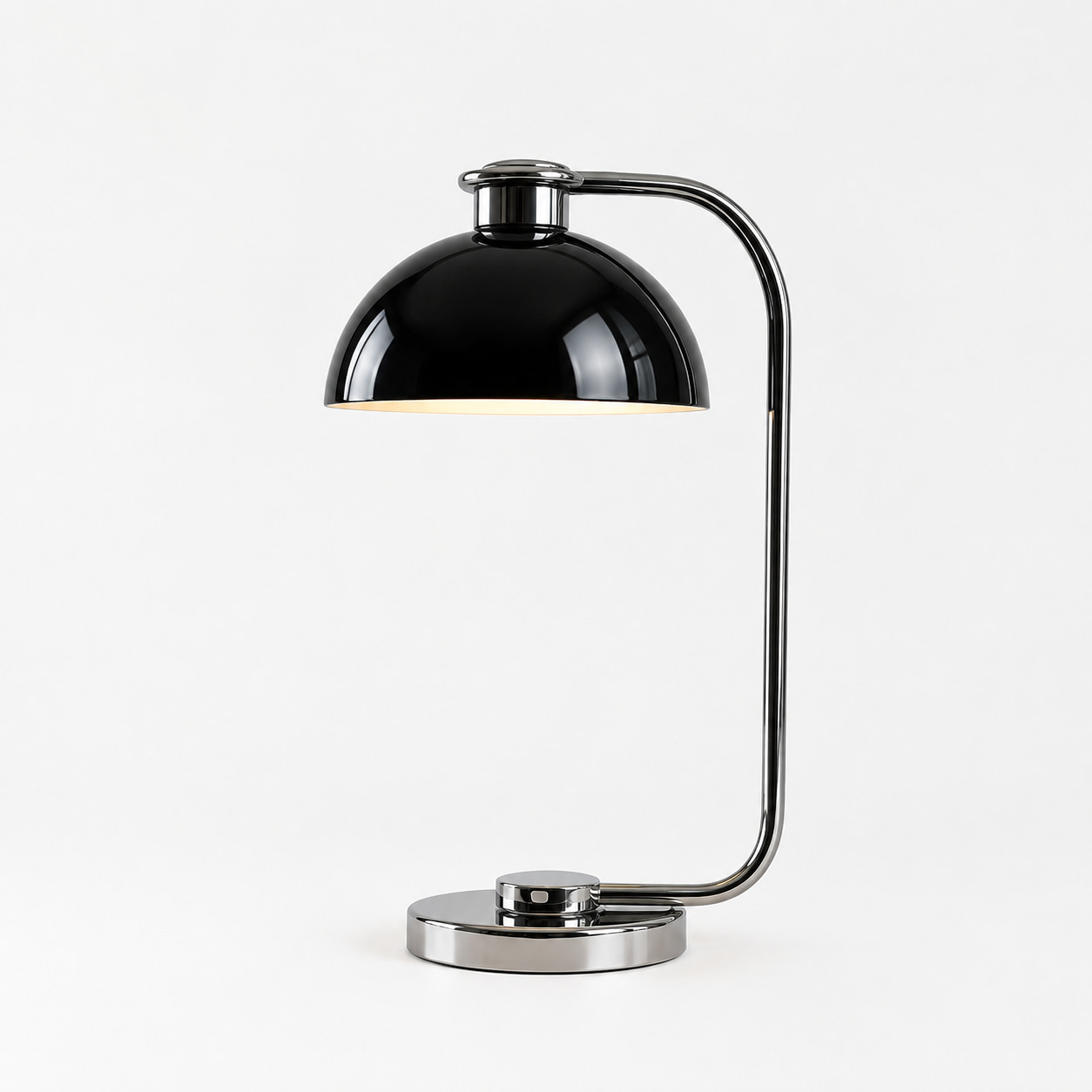 Chrome Black Dome Table Lamp