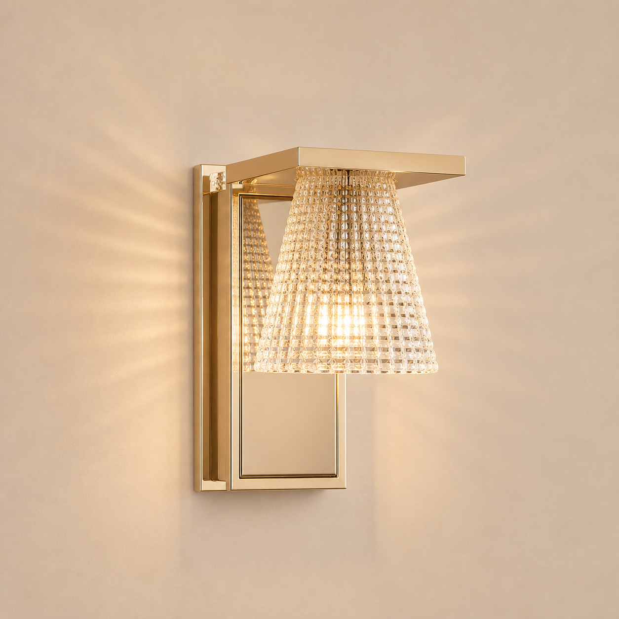 Gold Framed Conical Crystal Wall Sconce