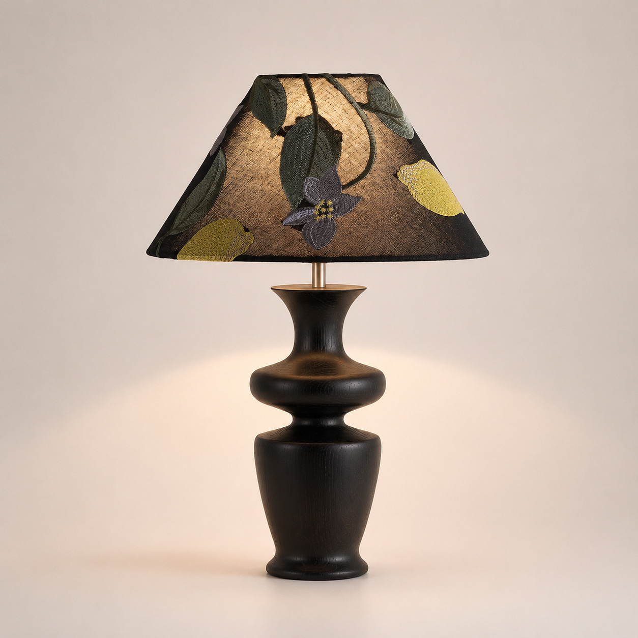 Floral Shade Wooden Table Lamp