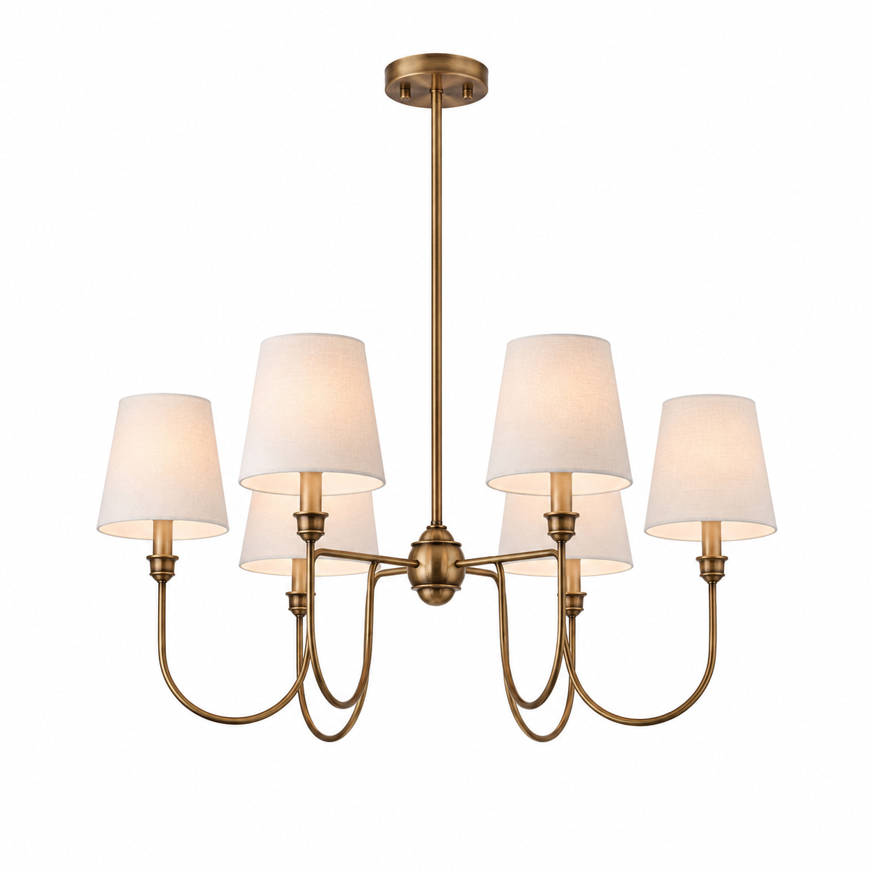 Antique Brass Six-Light Chandelier