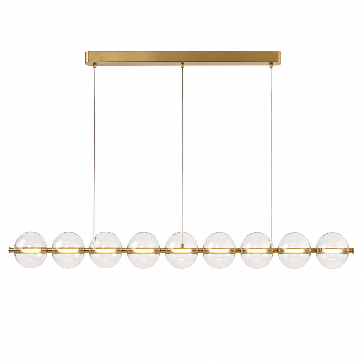 Brass Glass Globe Linear Pendant