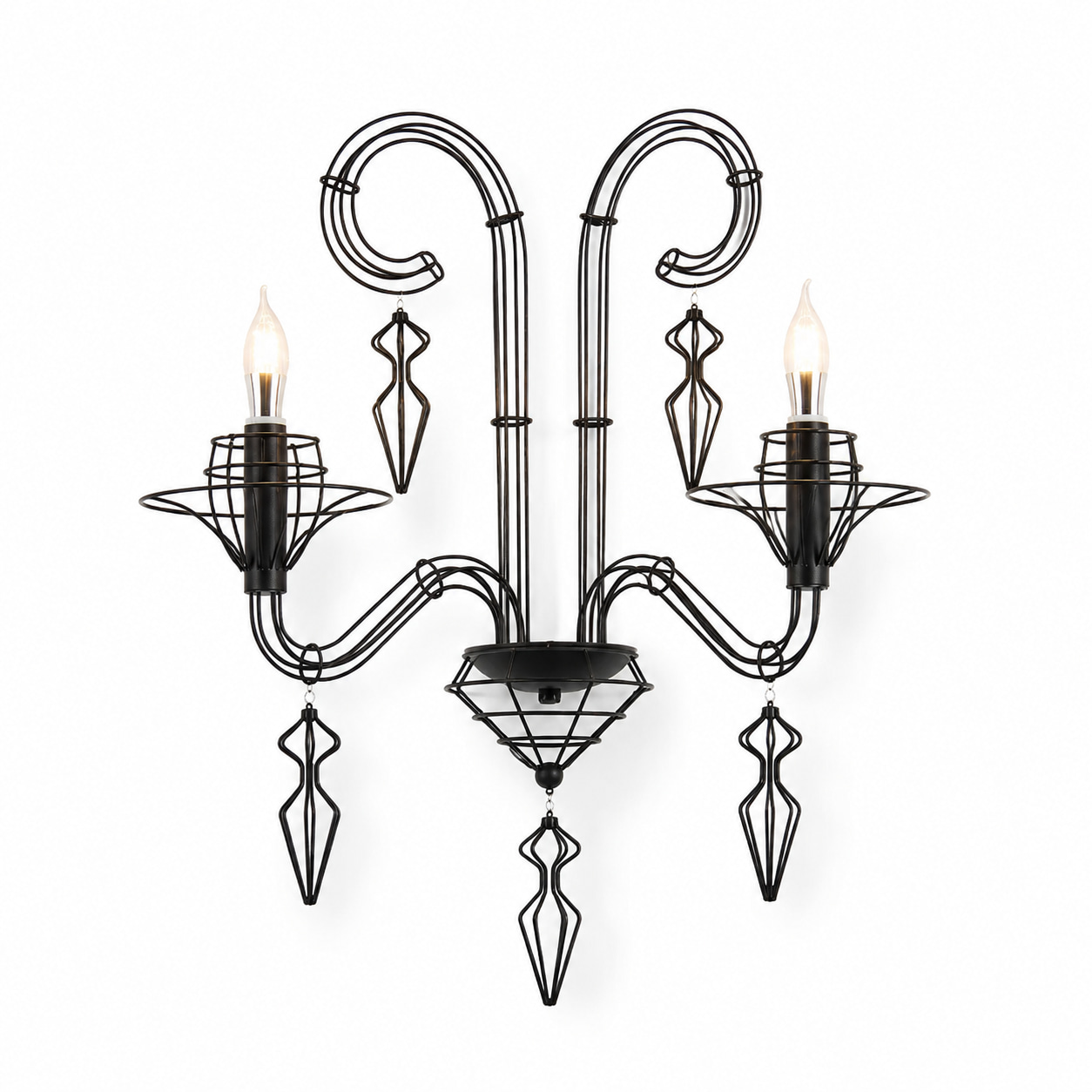 Black Iron Two-Light Wall Sconce
