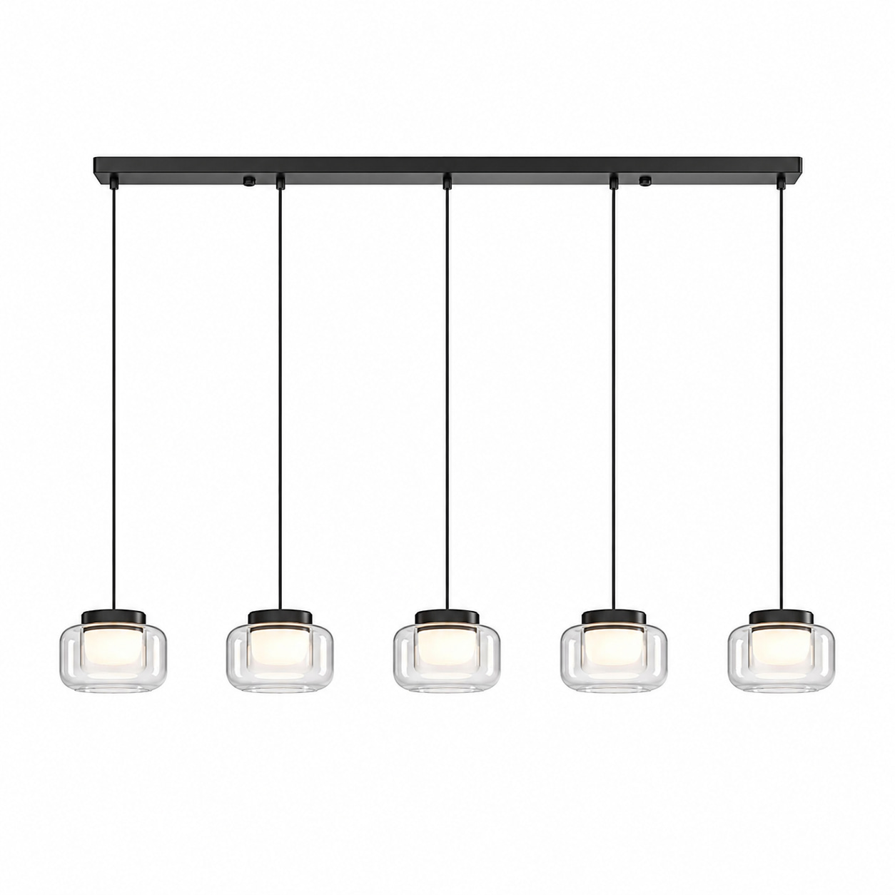 Five-Light Clear Glass Linear Pendant