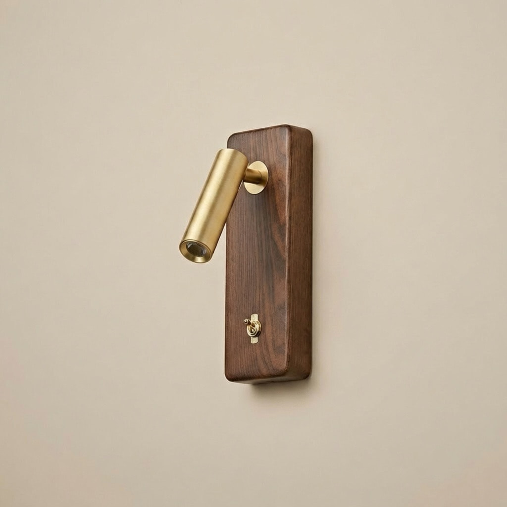 Wood Backplate Brass Reading Wall Sconce