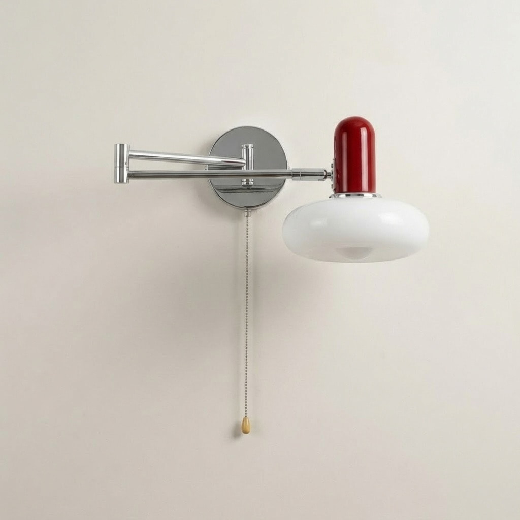 Red and White Articulated Wall Sconce