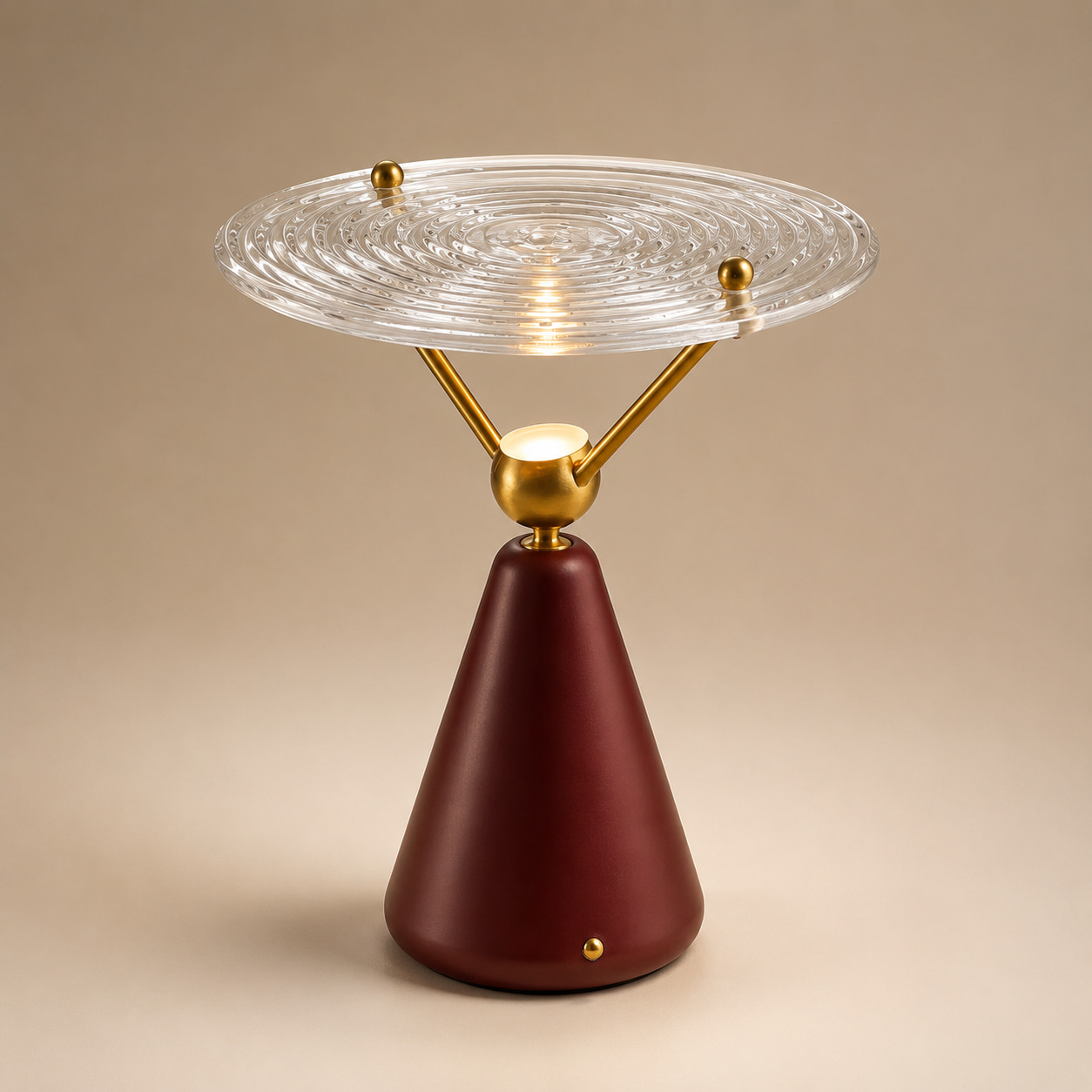 Ripple Disc Table Lamp in Burgundy