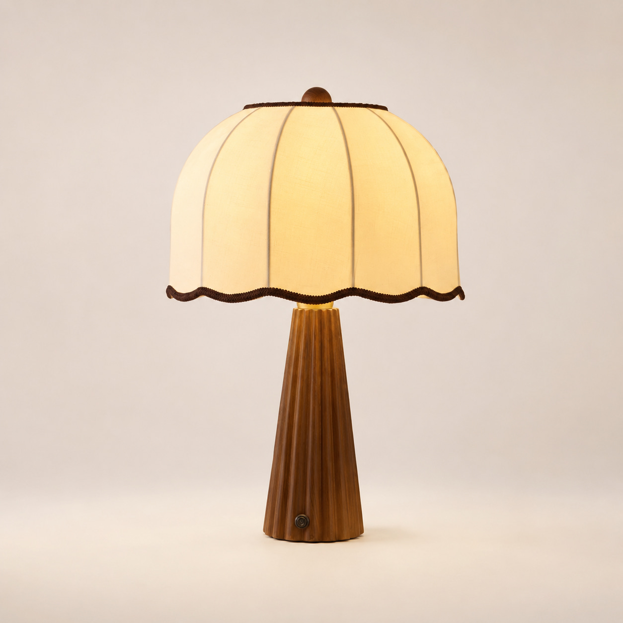 Scalloped Warm Wood Table Lamp
