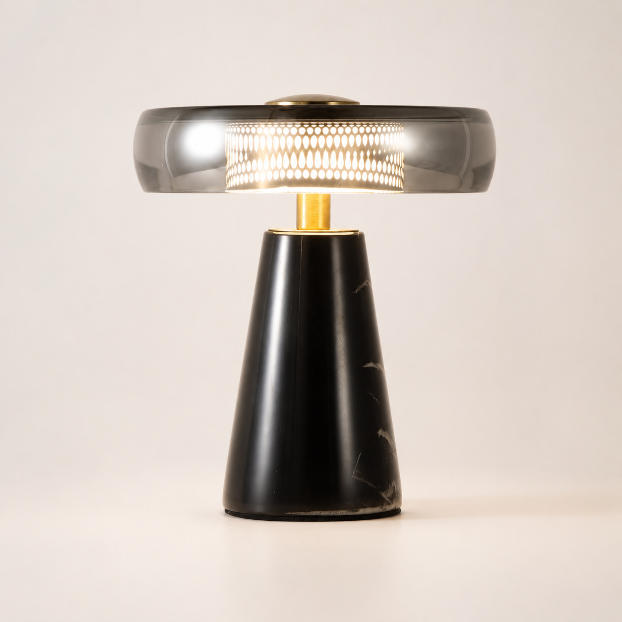 Smoked Glass Perforated Table Lamp
