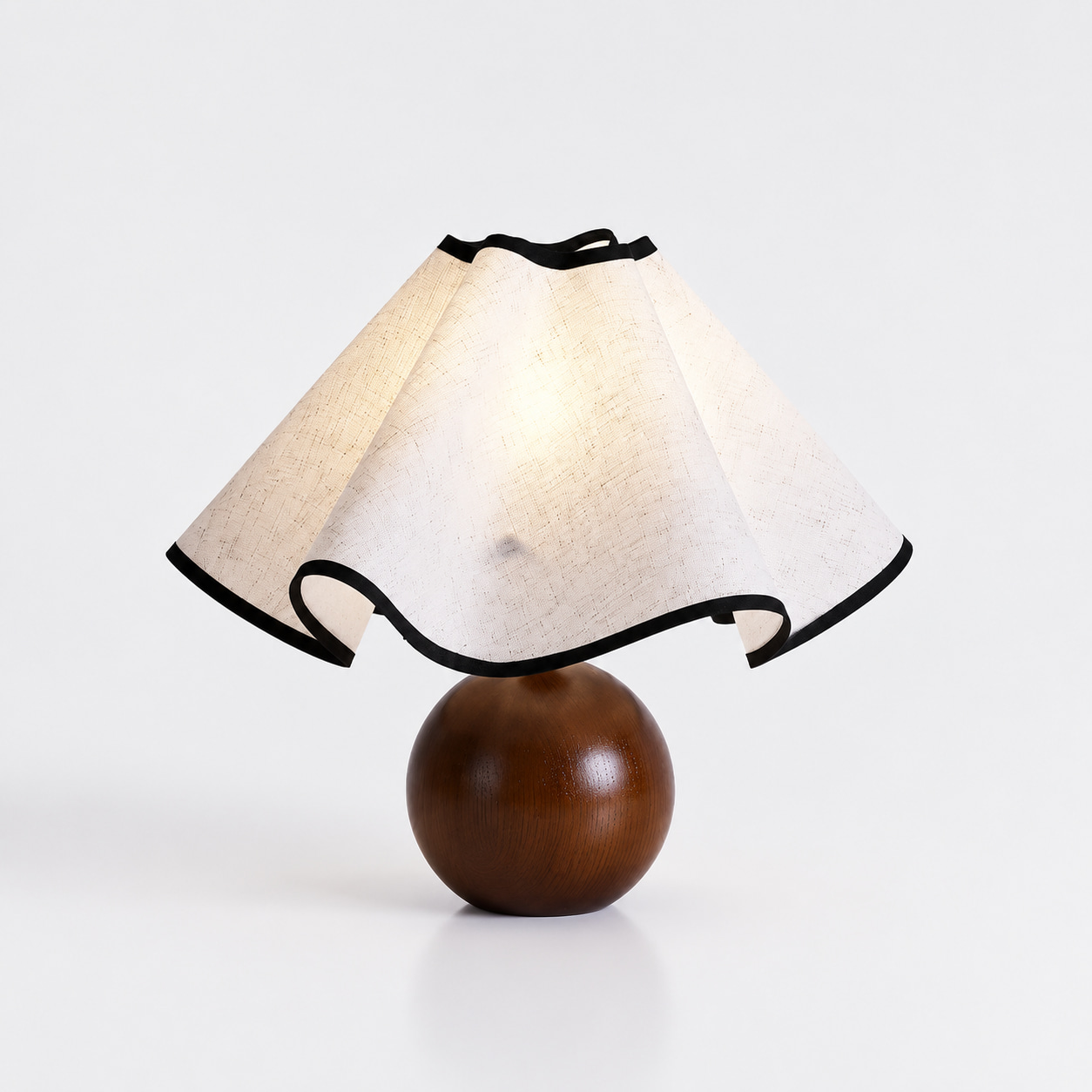 Round Wood Wavy Shade Table Lamp