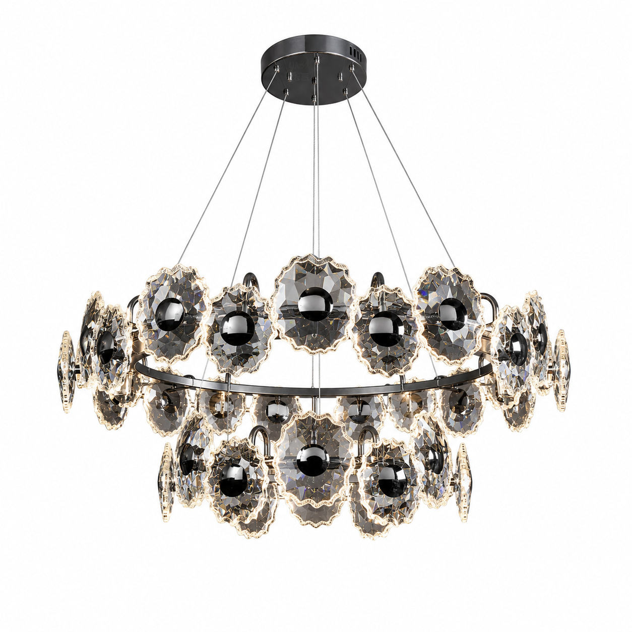 Smoked Crystal Floral Chandelier