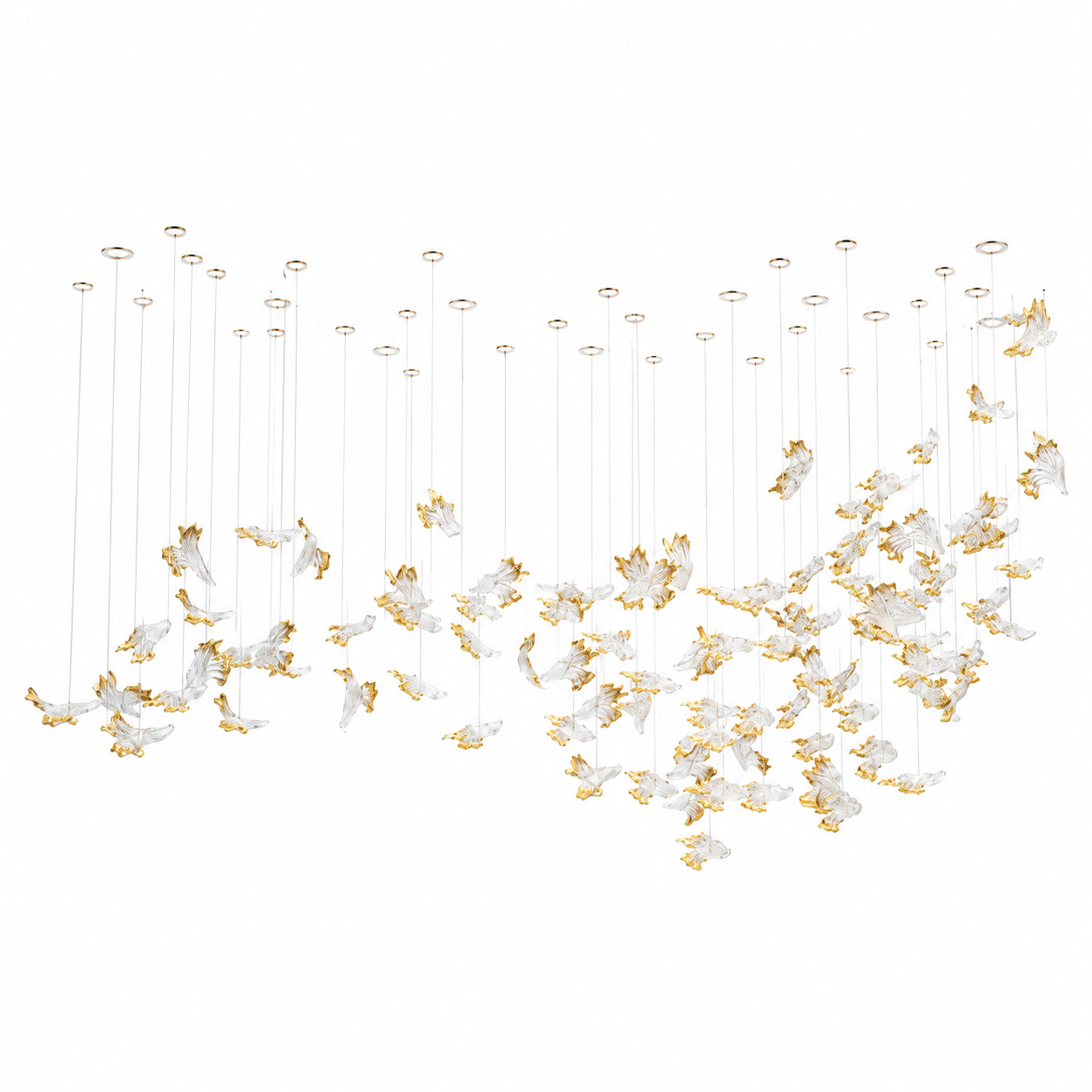 Gold Rim Glass Leaf Chandelier
