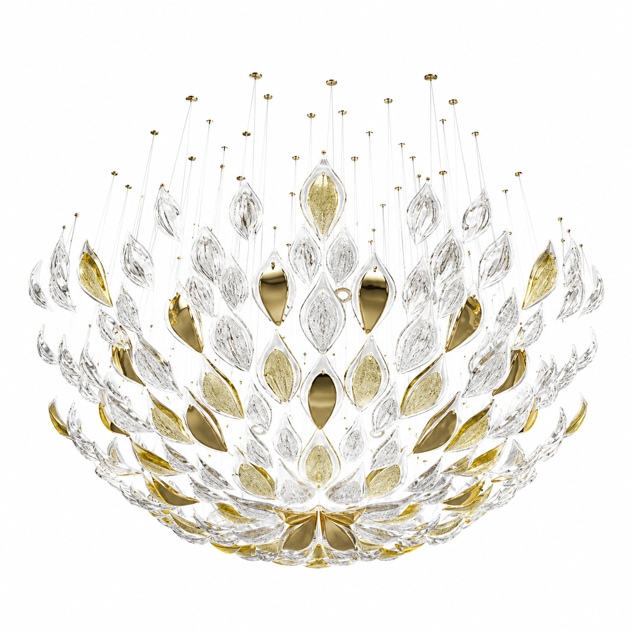 Crystal Gold Leaf Crown Chandelier