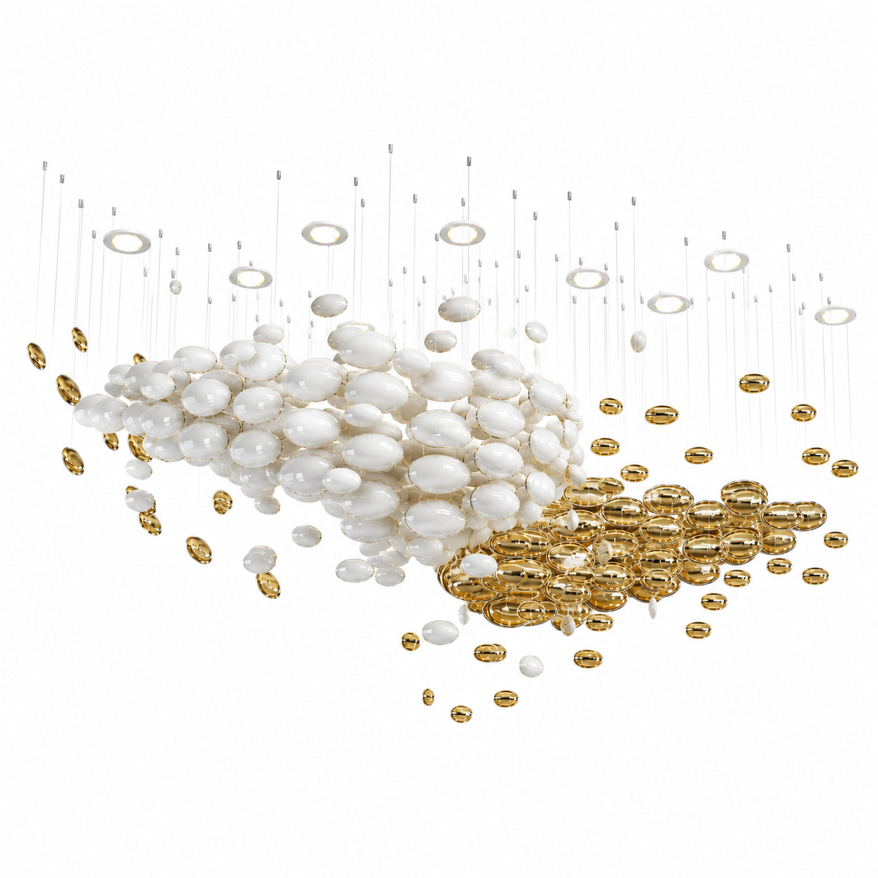 Gold White Oval Bubble Chandelier