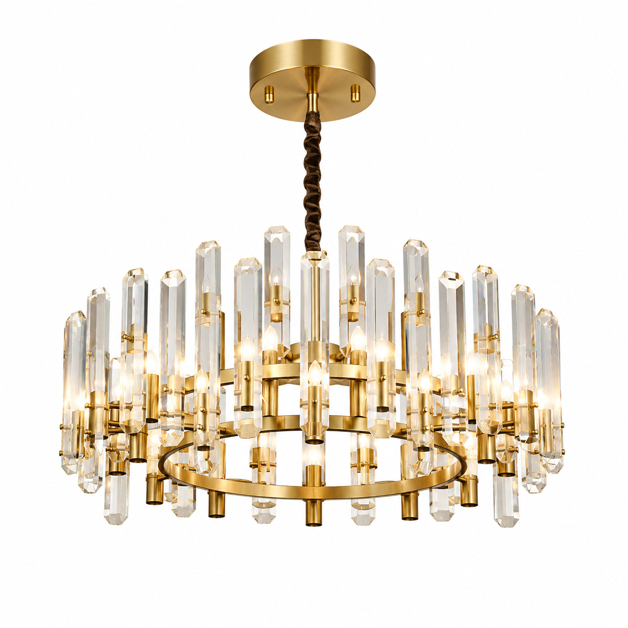Golden Crystal Column Chandelier