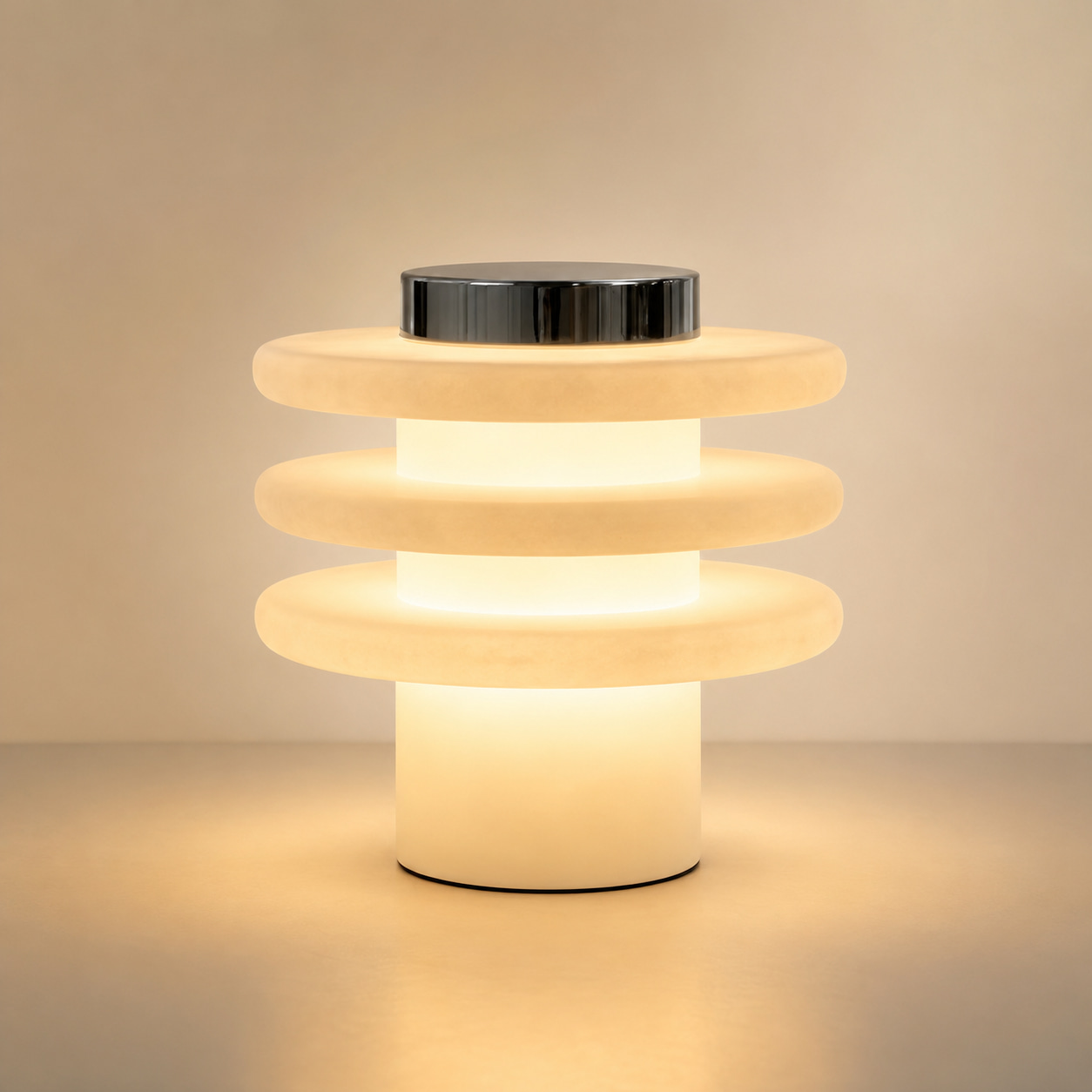 Three Ring Alabaster Table Lamp