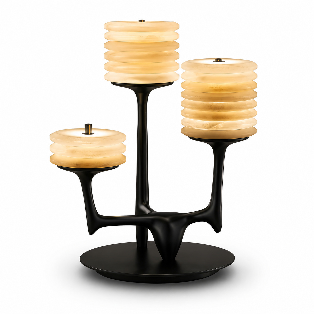 Three Light Alabaster Ring Table Lamp