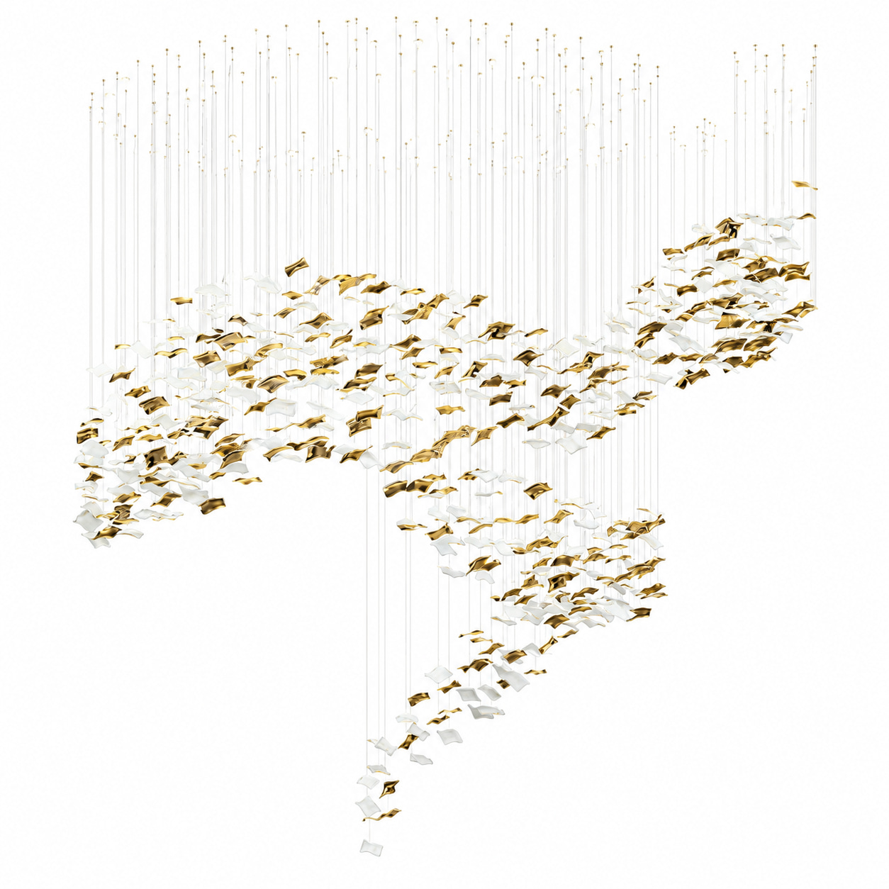 Gold White Glass Cloud Chandelier