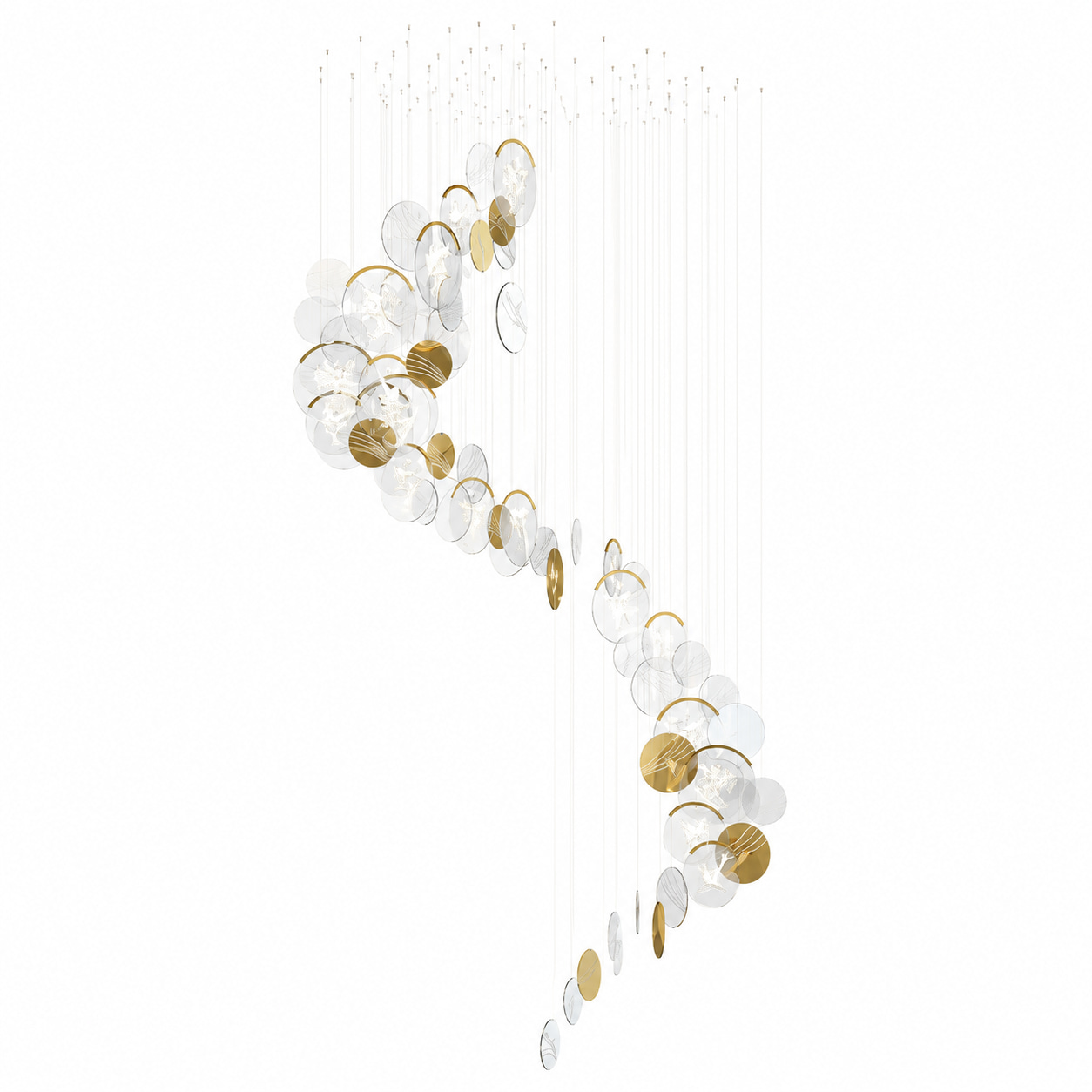 Golden Cloud Spiral Chandelier