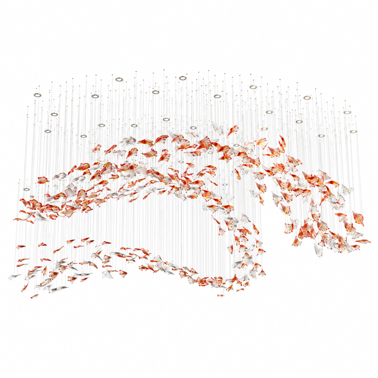 Crimson Feather Cloud Chandelier