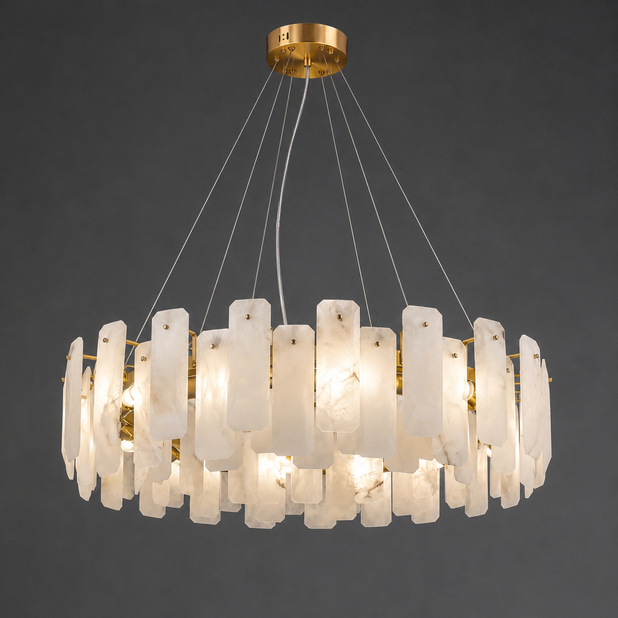 Gilded Stone Ring Chandelier