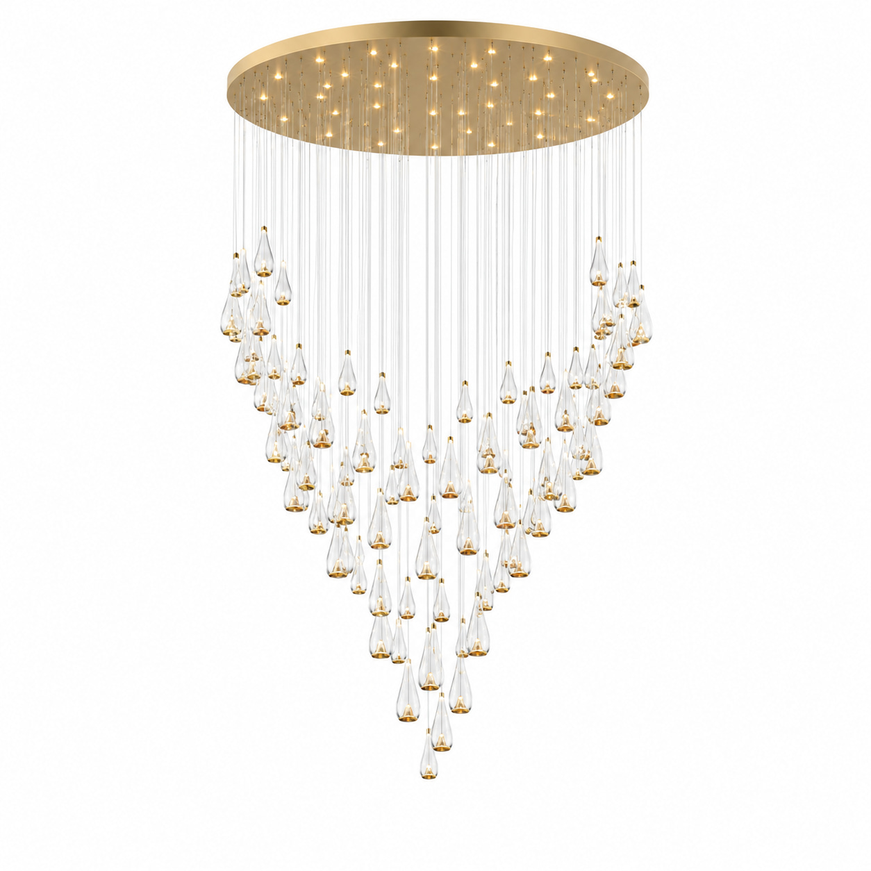 Golden Teardrop Cascade Chandelier