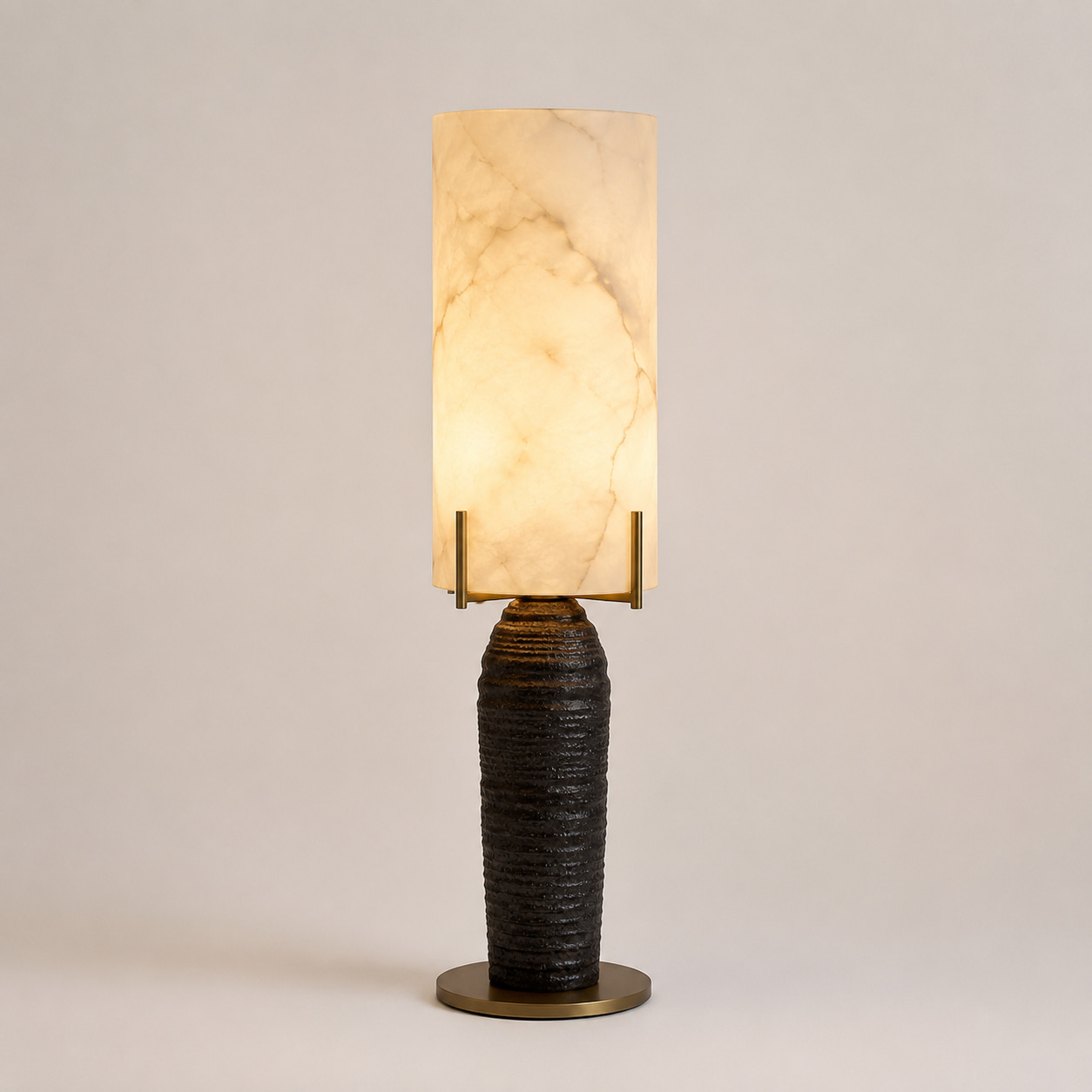 Alabaster Cylinder Textured Floor Lamp
