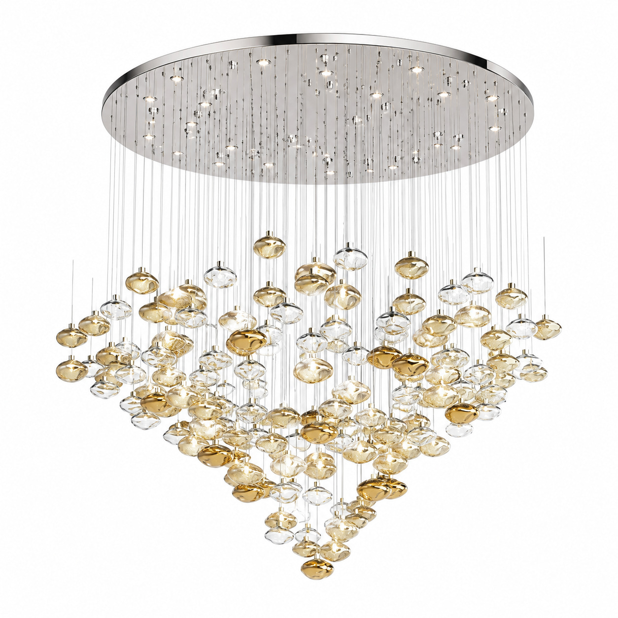 Amber Glass Pebble Cascade Chandelier