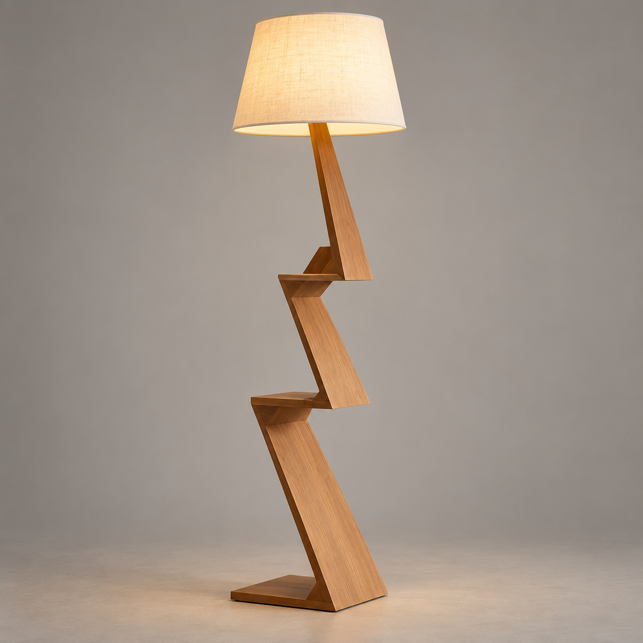 Wooden Zigzag Shade Floor Lamp