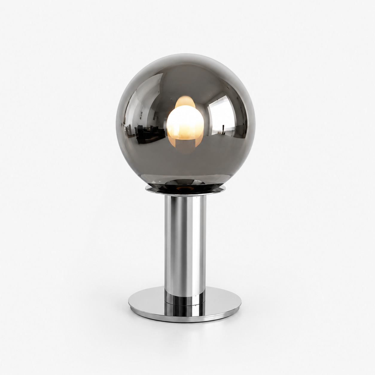 Smoked Glass Globe Table Lamp