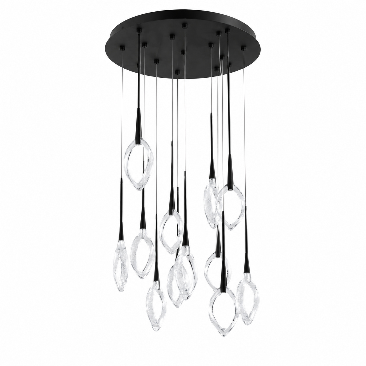 Black Crystal Leaf Pendant Chandelier