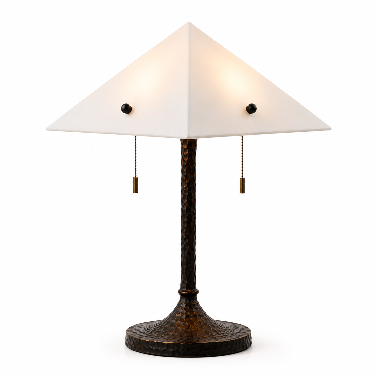 Hammered Bronze Pyramid Table Lamp