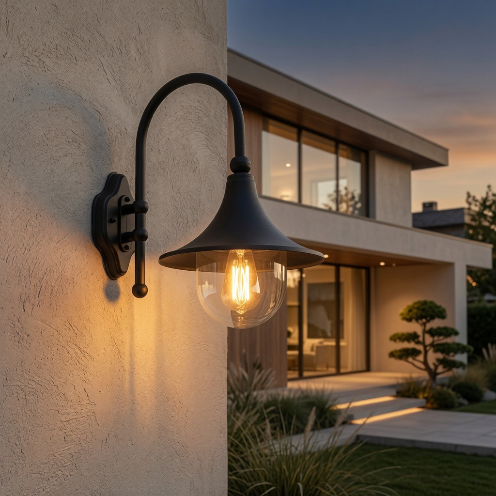 Vintage Curved Arm Patio Wall Lamp